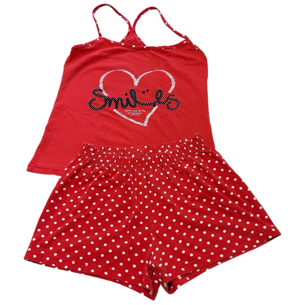 Women ST. Even orange Polka Dot Lounge Set Pajamas Size M Made in Colombia